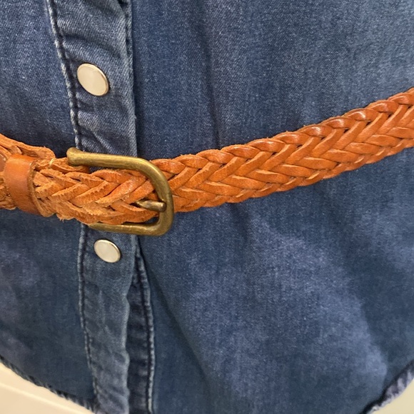 Banana Republic Braided Leather Belt, Brown Cognac, Brass Buckle size large - Picture 5 of 13
